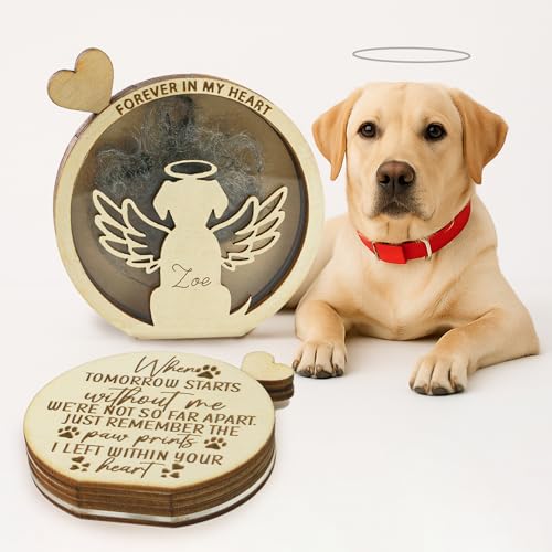 Personalized Dog Memorial Gifts - Dog Hair Keepsake Box Wooden , Pet Fur Gifts for Dog Lover, Pet Keepsake Box For Storing Dogs Fur, Teeth, Nails, Bone Ashes, Pet Loss Sympathy Gift for Dog Owner
