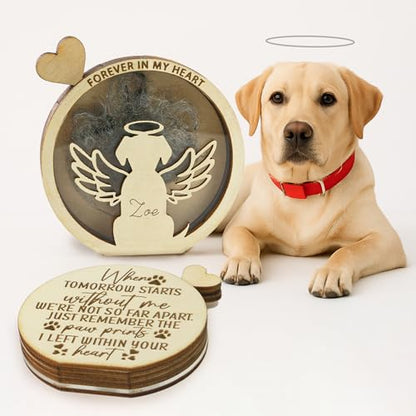Personalized Dog Memorial Gifts - Dog Hair Keepsake Box Wooden , Pet Fur Gifts for Dog Lover, Pet Keepsake Box For Storing Dogs Fur, Teeth, Nails, Bone Ashes, Pet Loss Sympathy Gift for Dog Owner