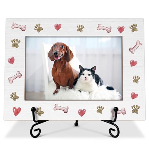 Dog Picture Frame Paw Print Frame Memorial Gifts for Dog Mom Loss of Pet Sympathy Gifts Desk Decor Photo Frame 4x6 Horizontal -small25 - style: White-Dog