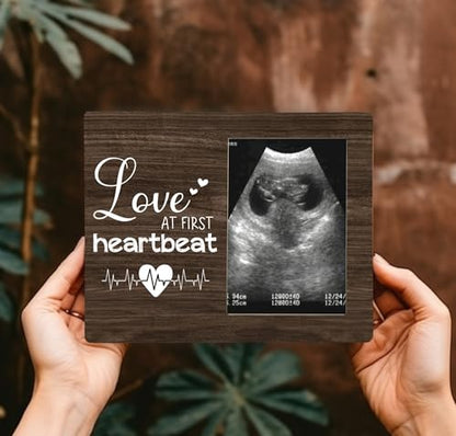 Pregnancy Announcement Photo Frame Gifts for Baby, Love at First Heartbeat Picture Frame, 4x6 inch Photo - style: Love at First Heartbeat