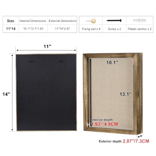 Love-KANKEI Deep Shadow Box Frame 11x14,Solid Wood Frame,Carbonized Black - color: Carbonized Black, size: 11 x 14
