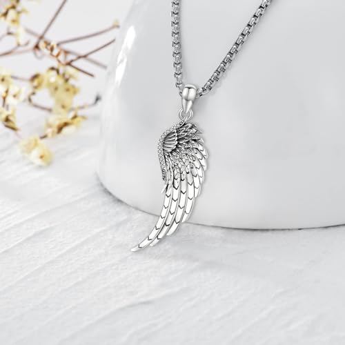 Angel Wings Necklace 925 Sterling Silver Guardian Angel Nurse RN Caduceus Pendant Charm Crystal Angel Jewelry Gifts for Women - style: D-Angel Wing