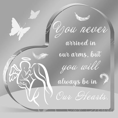 Miscarriage Gifts for Mothers, Miscarriage Condolence Gifts for Mothers, Sympathy Gift for Loss of Baby, Memorial Sorry for Loss Loving Infant, Remembrance Gift, Heart Acrylic Desk Sign, Grieving Gift - style: 043