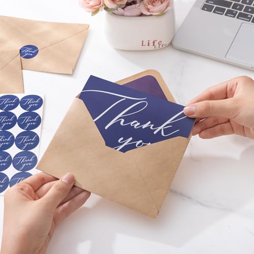 50 Pack Thank You Cards with Envelopes, 4x6 Inch Thank You Card Bulk - style: Simple Dark Blue