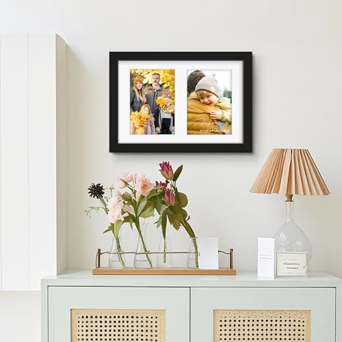 DUENPY 6x9 Double Collage Frame For 2 3.5x5 Photos Black - color: Black, size: 6x9（3.5x5 opening）