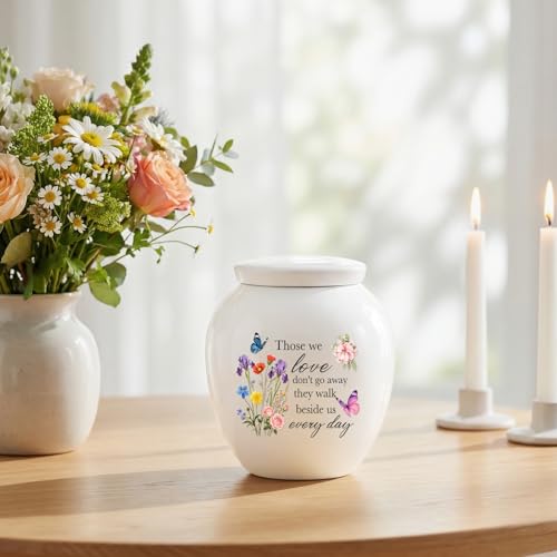 Dletay Small Urns for Human Ashes Keepsake Burial Mini Cremation Urn for Ashes Flower Memorials Decorative Caskets for Female Male