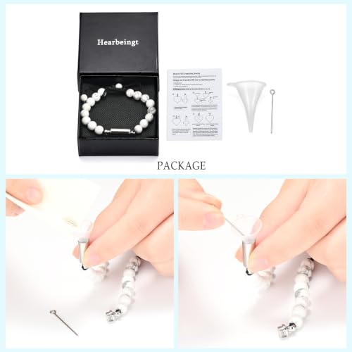 Hearbeingt Cremation Jewelry Urn Bracelet for Ashes Braided Rope Beads - color: White-2