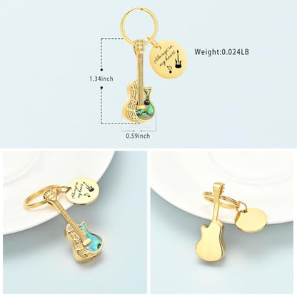 Imrsanl Guitar Urn Necklace Cremation Jewelry for Ashes | Ashes Holder Pendant, Funeral Keepsake, Memorial Gifts of Loss Loved Ones, For Women Men Guitarist - color: Keychain-Gold
