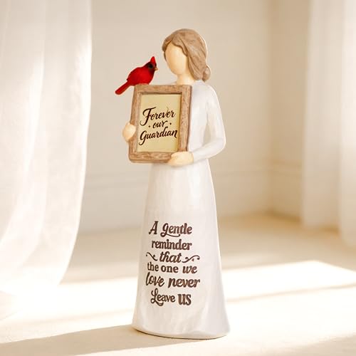 Cardinal Angel Figurine Gift for Woman, Resin Angel with Replaceable Photo Frame, Tabletop Memorial Decor - style: Memory Messenger