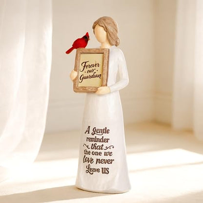 Cardinal Angel Figurine Gift for Woman, Resin Angel with Replaceable Photo Frame, Tabletop Memorial Decor - style: Memory Messenger