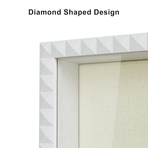SZQINJI Shadow Box Frame 11x14 Deep Diamond Shape Display Cases Wood White - color: White, size: 11x14