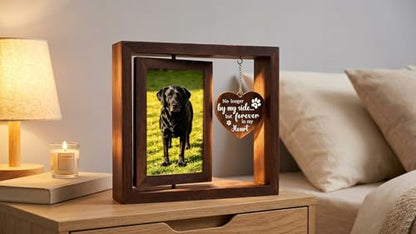 Dog Memorial Gifts for Loss of Pet, No Longer by Our Side but Forever in Our Hearts Photo Frame, Bereavement Keepsake for Loss of Dog, Cat, or Beloved Pet, Rainbow Bridge Remembrance Gift