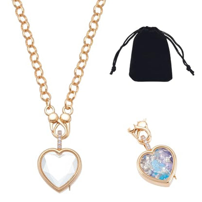 NBEADS Locket Pendant Necklaces, Memory Locket Charms Brass Floating Memory Necklace - style: Heart