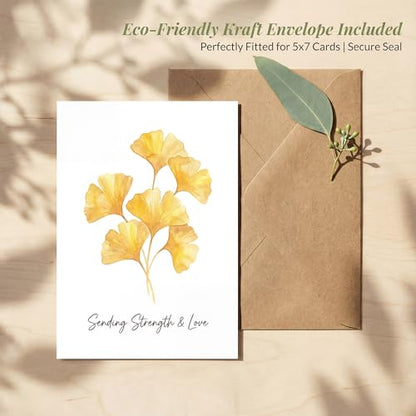 Sympathy Card, Watercolor Ginkgo Leaf Get Well - color: Sympathy Card 006