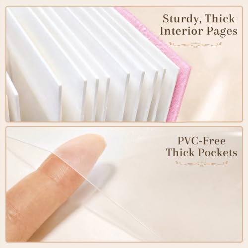 Ruibytree 128 Pockets Instant Mini Photo Album for 2x3 Photos, Blossom Pink | Writing Space, Premium Linen Hardcover, Flat-Fit Pockets, Wedding Guest Book for Polaroid 2x3 Photos, Graduation Keepsakes - color: Blossom Pink