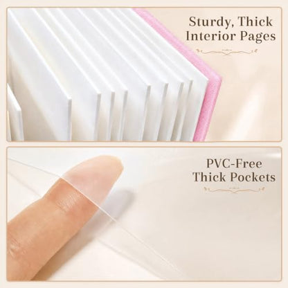 Ruibytree 128 Pockets Instant Mini Photo Album for 2x3 Photos, Blossom Pink | Writing Space, Premium Linen Hardcover, Flat-Fit Pockets, Wedding Guest Book for Polaroid 2x3 Photos, Graduation Keepsakes - color: Blossom Pink
