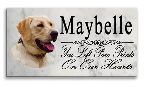 Yellow Lab Memorial Stone - You Left Paw Prints On Our Hearts” - color: Multi - Yellow Lab