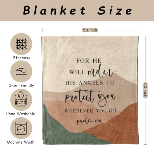 HIWX Boho Christian Psalm 91 Religious Throw Blanket 50x60 Protect - color: Protect 1, size: 50“L x 60”W