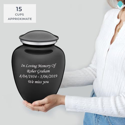 Geturns Embrace Adult Personalized Cremation Urns for Human Ashes I Large Charcoal Funeral Urn for Men and Women I 200 lbs - color: Carcoal Black