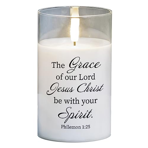 Cottage Garden PGC-05-48SWH Grace of Our Lord 5 x 3 Inch Flickering Flame LED Glass Candle - style: Grace Of Our Lord