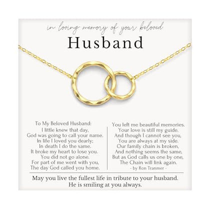 HOPE LOVE SHINE Sympathy Gift for Loss of Loved One - Remembrance, Bereavement, Memorial Necklace, Jewelry 16+2", 14k Gold Plated Sterling Silver - color: 14K Gold Vermeil, style: HUSBAND