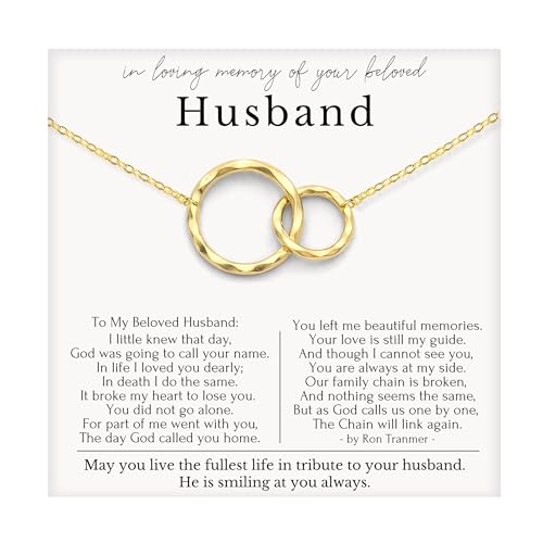HOPE LOVE SHINE Sympathy Gift for Loss of Loved One - Remembrance, Bereavement, Memorial Necklace, Jewelry 16+2", 14k Gold Plated Sterling Silver - color: 14K Gold Vermeil, style: HUSBAND