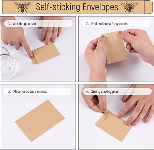 Whaline 200 Pack Seed Packets Forget Me Not Prints Kraft Envelopes Rustic Small Flower Seeds Storage Self-Adhesive Packets for Garden Office Supplies, 3.5 x 2.4 Inch