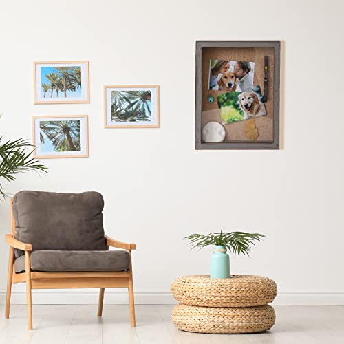 Pet Shadow Box 11x14, Large Frame with Magnetic Door, Rustic Wood Deep Memory Display for Picture Photo Memorabilia Flowers Bouquet Keepsake Wedding Awards Medals-Gray, HUI-03-01 | Pet Memorial Display Case, Deep Rustic Wood Shadow Box with Magnetic Door