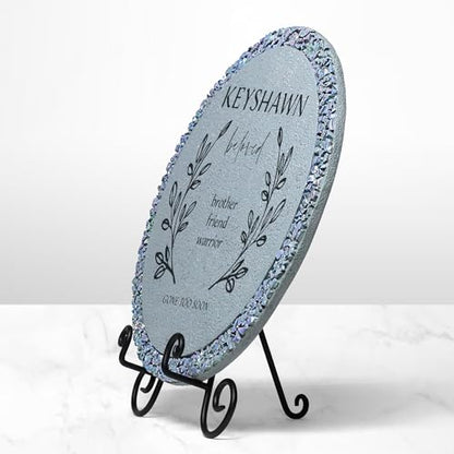 Let's Make Memories Personalized Memorial Garden Stone - Sympathy - Loss of Loved One - Grave Marker - Condolences - Indoor/Outdoor - Durable Resin - Celebration of Life - Loved by All - style: Loved by All