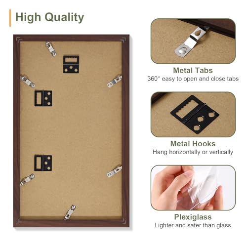Vittanly 8x14 Collage Picture Frame, Displays 3Pcs 4x6 Pictures, Brown - color: Brown, size: 8x14