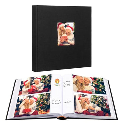 Aevdor 5x7 Photo Album, 240 Photos, Writing Space, Linen Cover, Black - color: Black