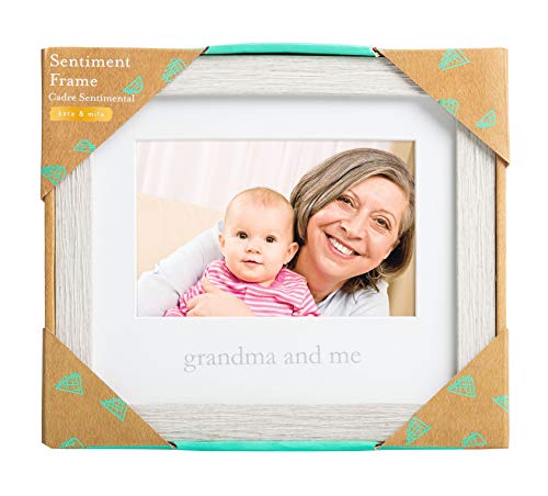 Kate & Milo Rustic Grandma And Me Frame, Wall And Tabletop Frame, Nursery Wall Décor, 4x6 Photo Insert, Distressed Gray - style: Grandma and Me