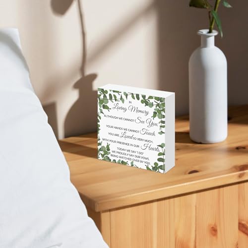 Wedding Memorial Sign Wooden Desk Decor Loving Memory Sign for Marriage Ceremony and Reception 5x5 Inch Wooden Plaque for Wedding Party Dinner Table Decoration