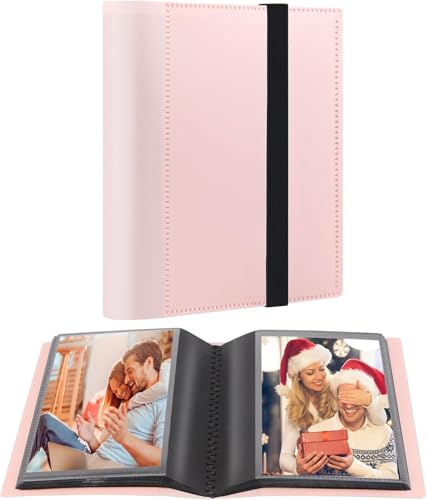 Small Photo Album 4x6 Photos Black Inner Page, Each Small Album Holds 64 Photos, 4x6 Mini Book Photo Pictures Album Birthday Christmas Photo Albums Wedding Anniversary (Light Pink) - color: Light Pink
