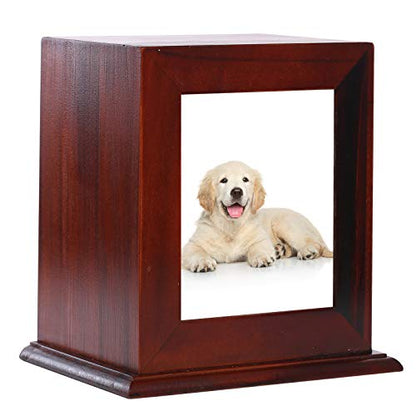 BRKURLEG Dog Urns for Ashes, Animal Wood Urn, Brown - color: Brown