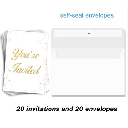 Wedding Anniversary Party Invitations Surprise Invitation Cards 20 Pack | Fill In Invites With Envelopes Double Sided Wedding Anniversary Invites with Envelopes - color: ABAB