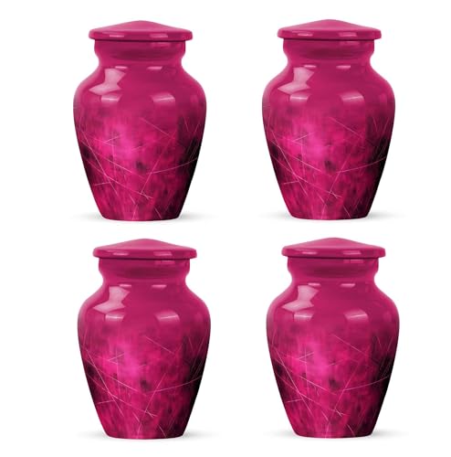 Yatskia Dark Pink Small Urns for Human Ashes Keepsake for Mom and Dad, Mini Urn for Ashes Adult, (Classic Pack of 4, 3 Inch) - color: #2 Pink, size: 3 Inch Pack of 4