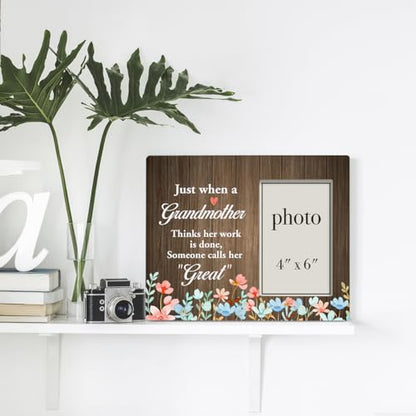 Great Grandmother Gifts, Gifts for Grandma Wood Photo Frame 8X10 | Great Grandmother Picture Frame (Photo 4X6 Inches) - color: Just