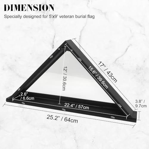 Folded Flag Display Case for 5'x9' Military Burial Flag, Black Solid Wood - color: Black