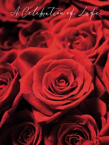 A Celebration of Life: Funeral Guest Book Red Rose Picture Cover
