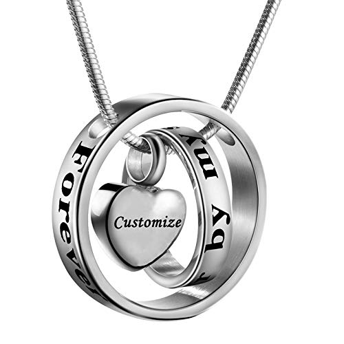 Cremation Jewelry No Longer By My Side, Forever In My Heart Carved Locket Memorial Necklace Keepsake Urn Pendant - color: Customized Name