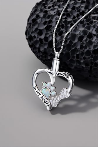 WINNICACA Silver Cremation Urn Necklaces for Ashes of Loved Ones - style: Paw Print Urn Necklaces