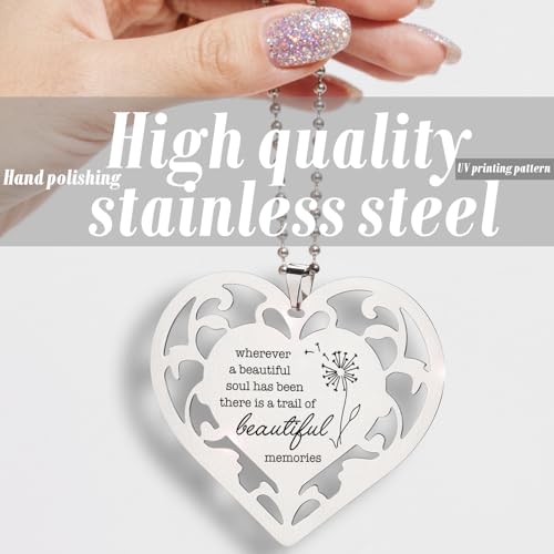 Memorial Heart Ornament, “Wherever a Beautiful Soul Has Been” Sympathy Gift for Loss of Dad, Remembrance Keepsake for Mom Dad Friends Bereavement Dandelion Hanging Ornaments S2X33 - style: Memorial Heart2