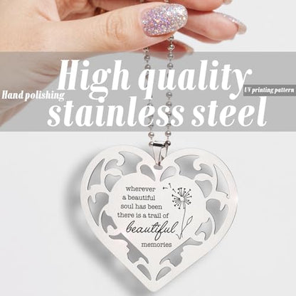 Memorial Heart Ornament, “Wherever a Beautiful Soul Has Been” Sympathy Gift for Loss of Dad, Remembrance Keepsake for Mom Dad Friends Bereavement Dandelion Hanging Ornaments S2X33 - style: Memorial Heart2