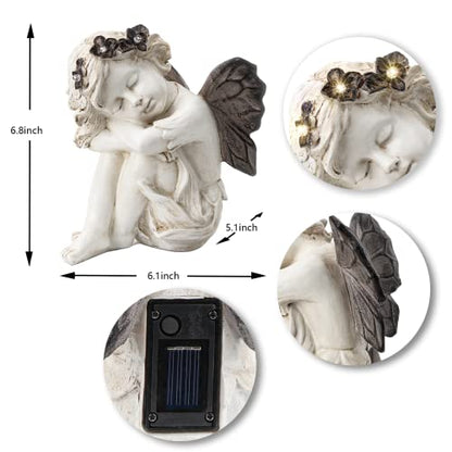 Solar Angel Statue Garden Decor,Garden Statues for Patio Yard Porch Lawn