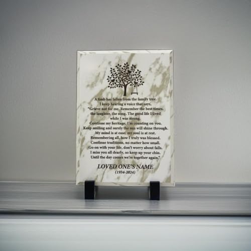Personalized “A Limb Has Fallen” Sympathy Gift Memorial Plaque – Remembrance Gift for Loss of Loved One – Customizable Bereavement Gift – In Loving Memory Keepsake (Marble finish, 5x7 inch) - size: 5x7 inch