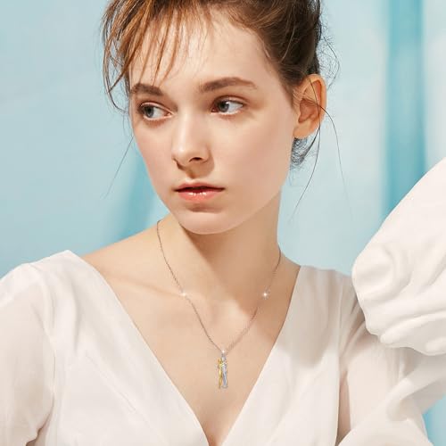FLYOW S925 Sterling Silver Best Friend Couple Pendant Friendship Sun Moon Lotus Yin Yang Matching Bff Necklace for Women Jewelry - style: Hug-Cut Facet
