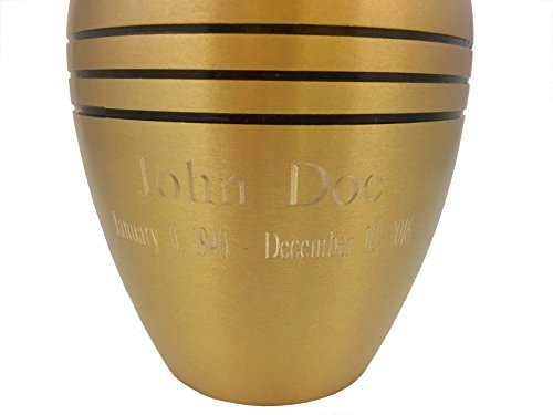 Dignity Gold Custom Cremation Urn by Beautiful Life Urns - Engravable Funeral Urn (Extra Small) - color: Gold - Custom, size: X-Small