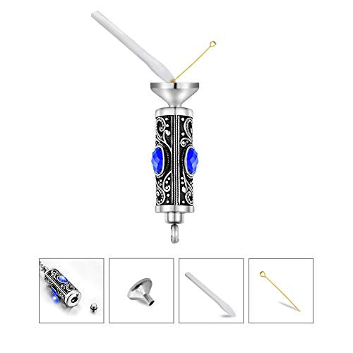 XIUDA Crystal Cremation Urn Necklace for Ashes Keepsake Stainless Steel Memorial Pendant with Flower - color: Blue
