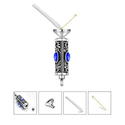XIUDA Crystal Cremation Urn Necklace for Ashes Keepsake Stainless Steel Memorial Pendant with Flower - color: Blue